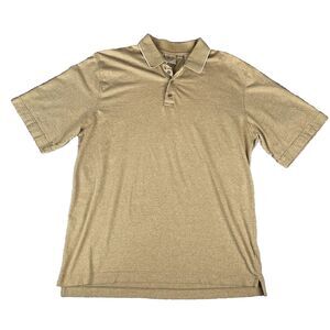 Joseph Abboud Golf Polo Shirt Men's Large Tan with White Trim Gold Tag